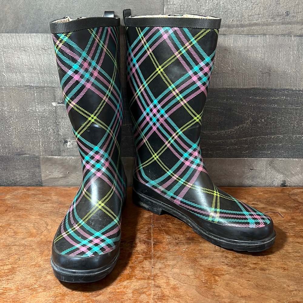 Colorful Plaid Chooka Rain Boots